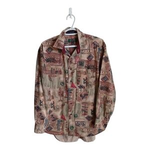 Vintage AOP Animal Print Colours By Alexander Julian Button Up Shirt Medium